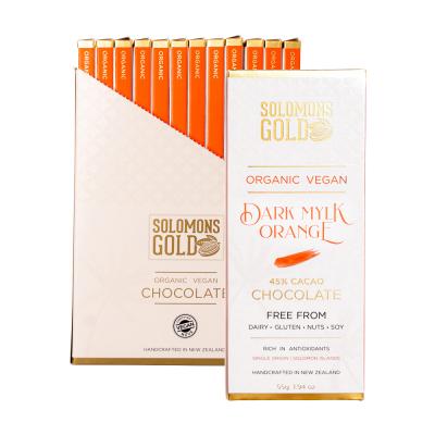 Solomons Gold Organic Vegan Dark Mylk Orange Chocolate (45% Cacao) 55g x 12 Display